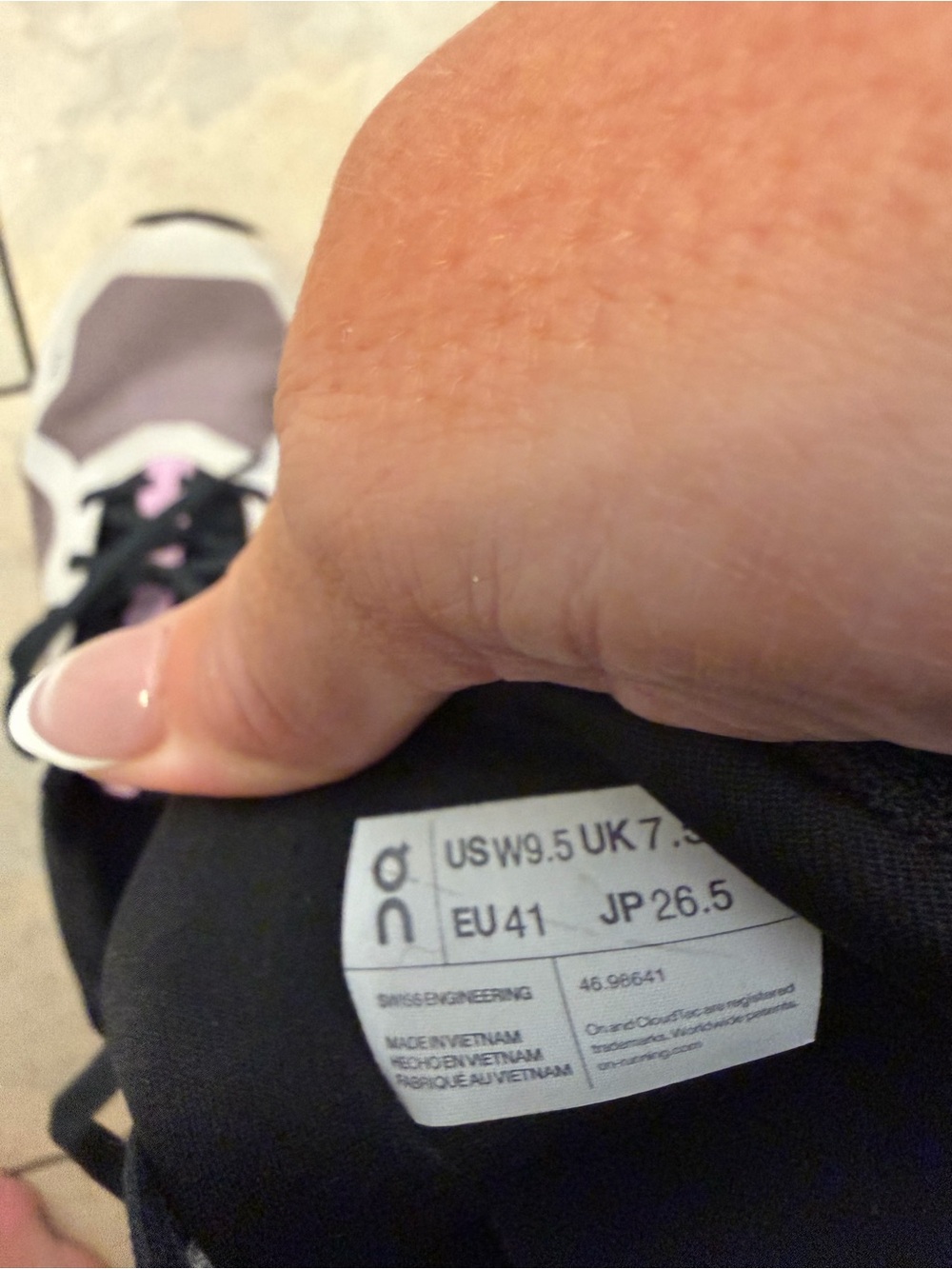 On Running Women's Sneakers in White, Black & Lavender - Picture 6 of 7